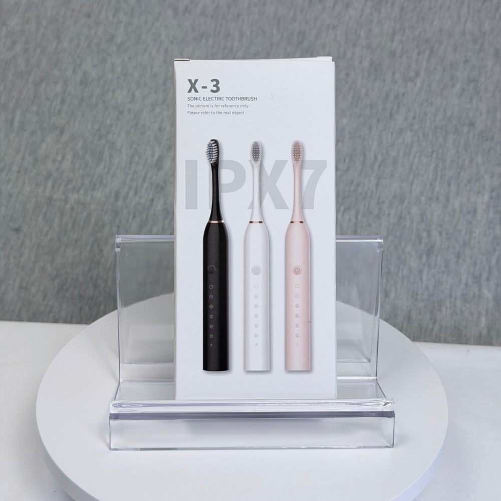 X-3 Sonic Electric Toothbrush Pink IPX7 Waterproof 6 Modes Rechargeable X-3